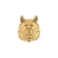 18k Solid Yellow Gold Wolf Ring