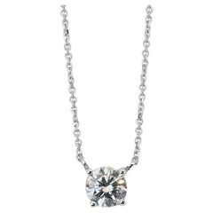 18k Solitaire White Gold Necklace & Pendant with 1.02ct Natural Diamond GIA Cert