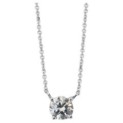 Collier et pendentif solitaire en or blanc 18 carats avec 1,02 carat de diamant naturel certifié GIA