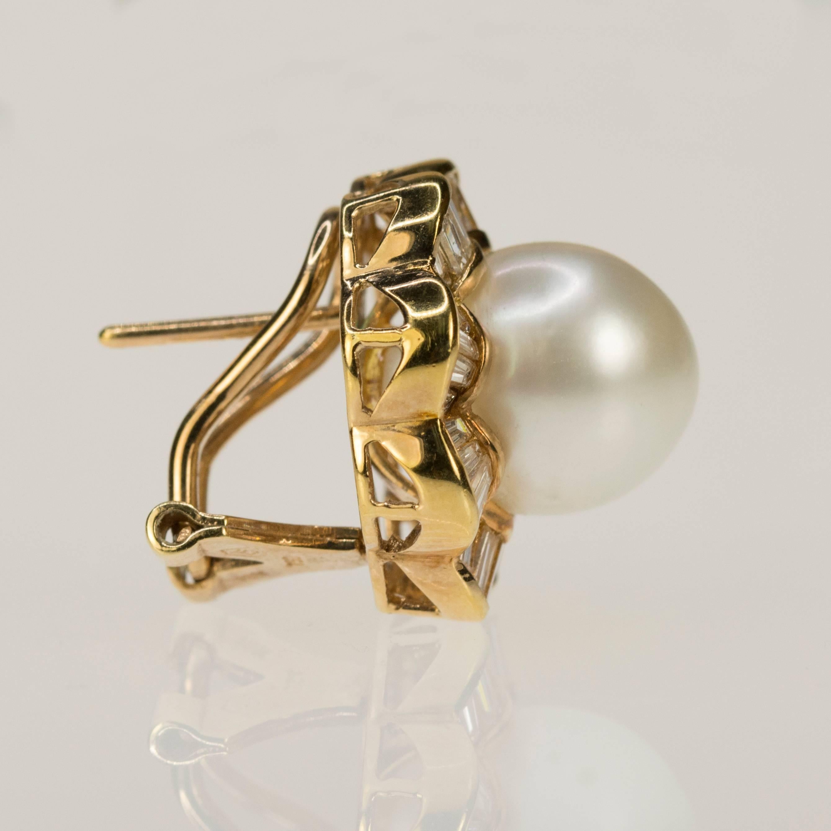 faux pearl and diamond earrings