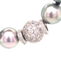 18K South Sea Pearl Pave Diamond Necklace White Gold