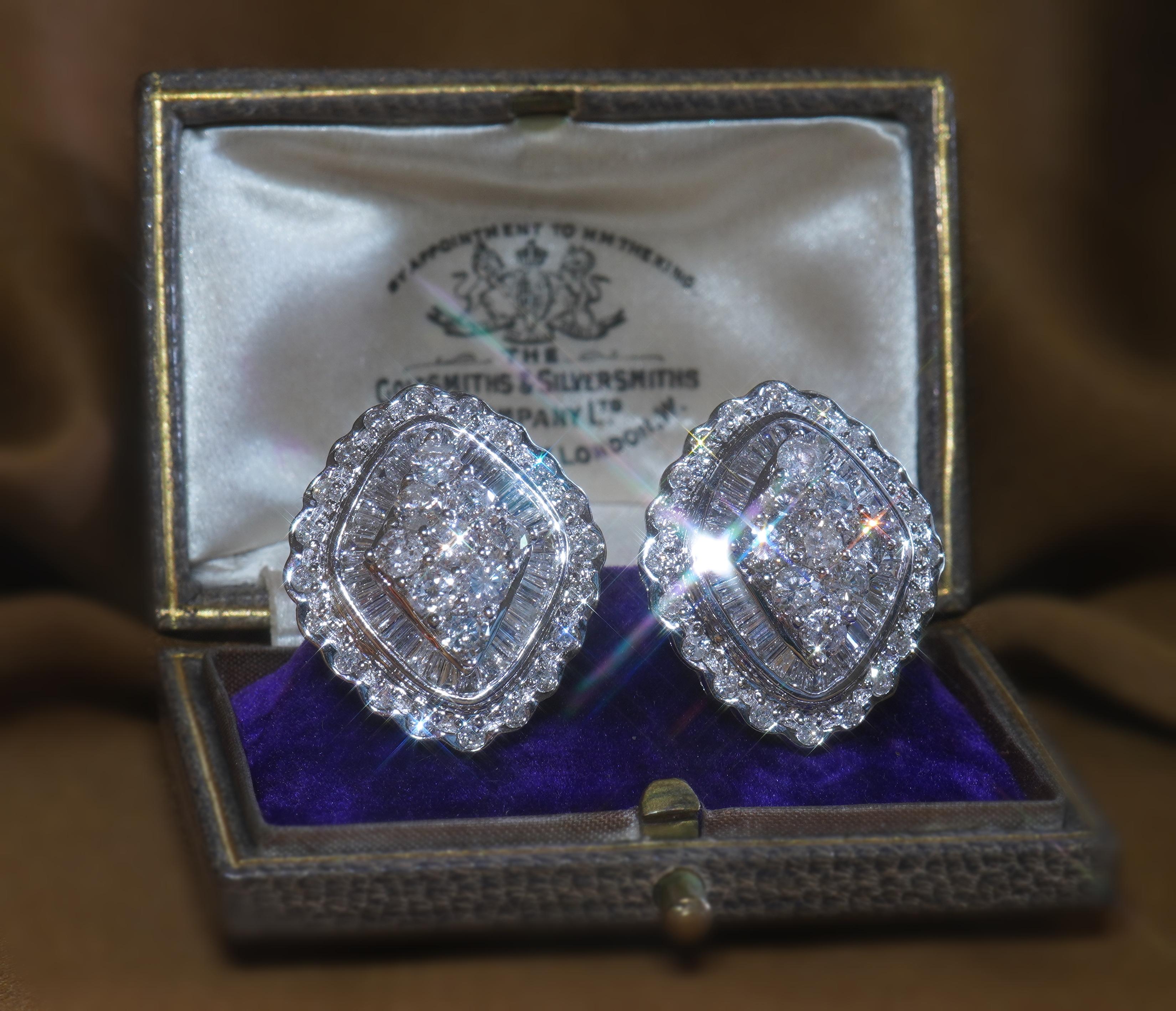 Cabochon 18K Pearl Diamond Vintage Earrings Natural SouthSea Baroque Pink Huge 7.26 CTS For Sale