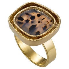 18 Karat gepunkteter Achat-Ring