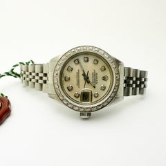 18k/SS ROLEX Oyster Perpetual Ladies Datejust w/ diamond bezel and dial