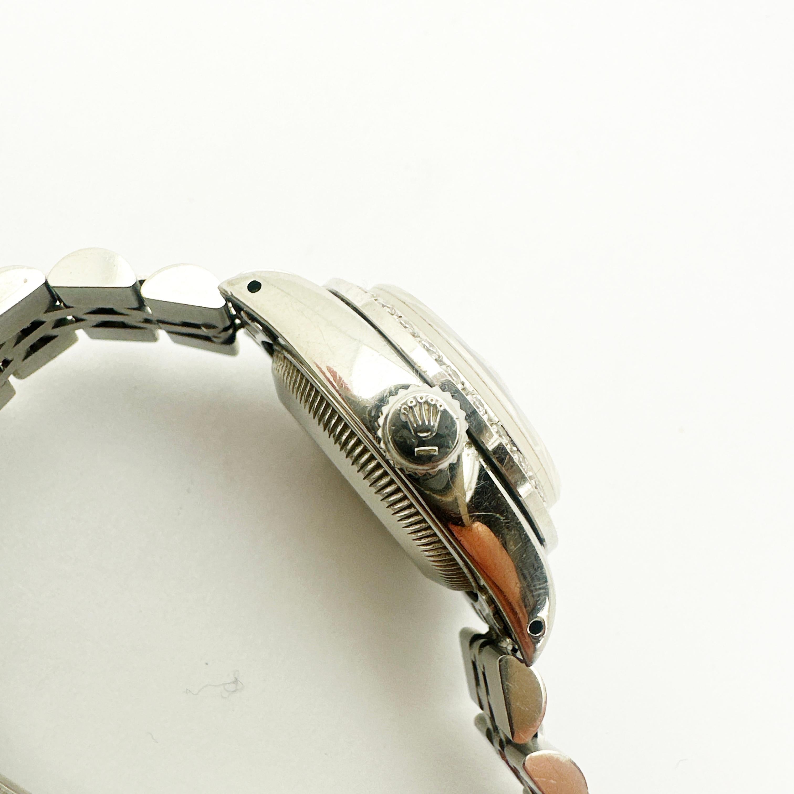 18k/SS ROLEX Oyster Perpetual Ladies Datejust w/ diamond bezel and dial 1