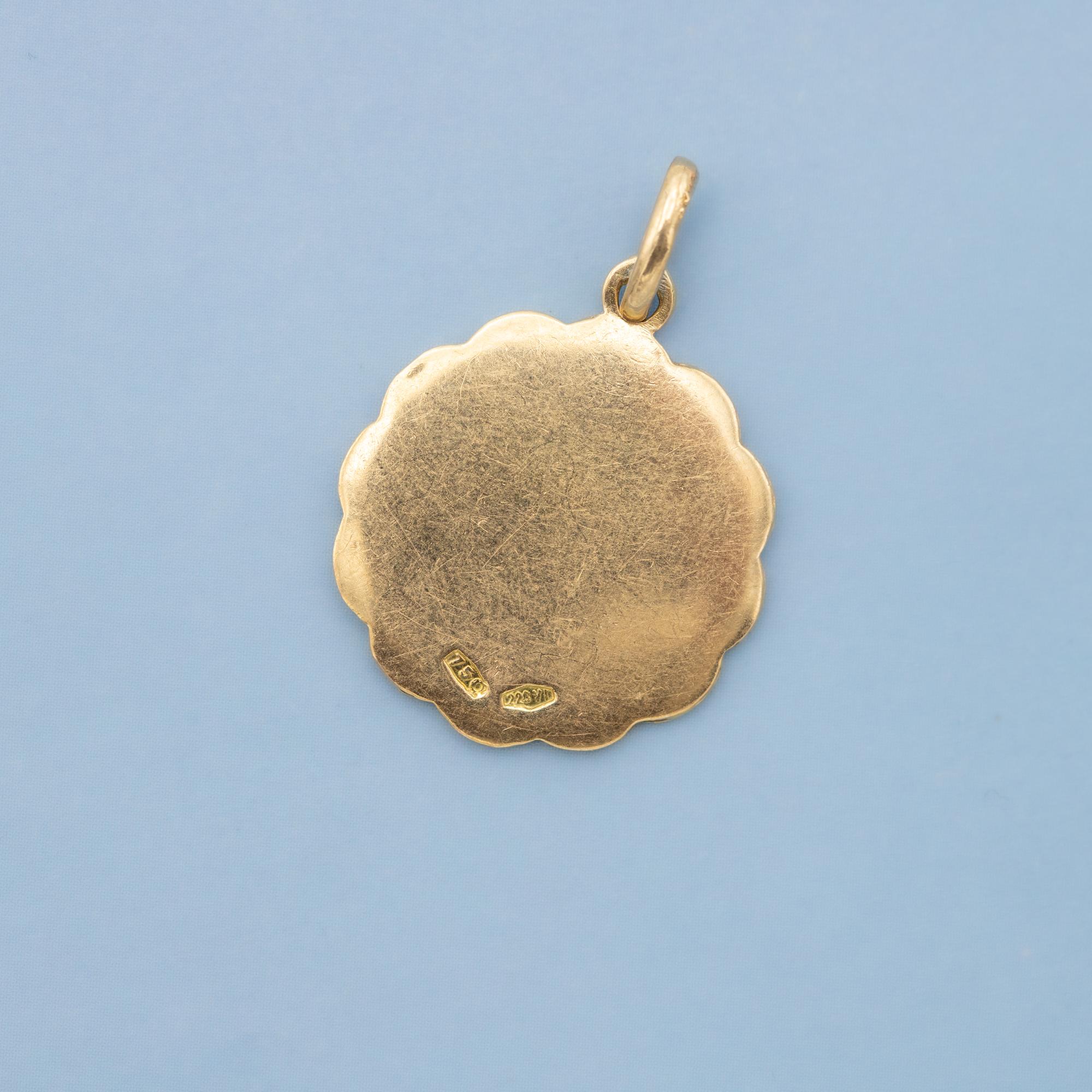 Retro 18k Staint Anthony - lost & found - solid yellow gold Saint pendant - Catholic