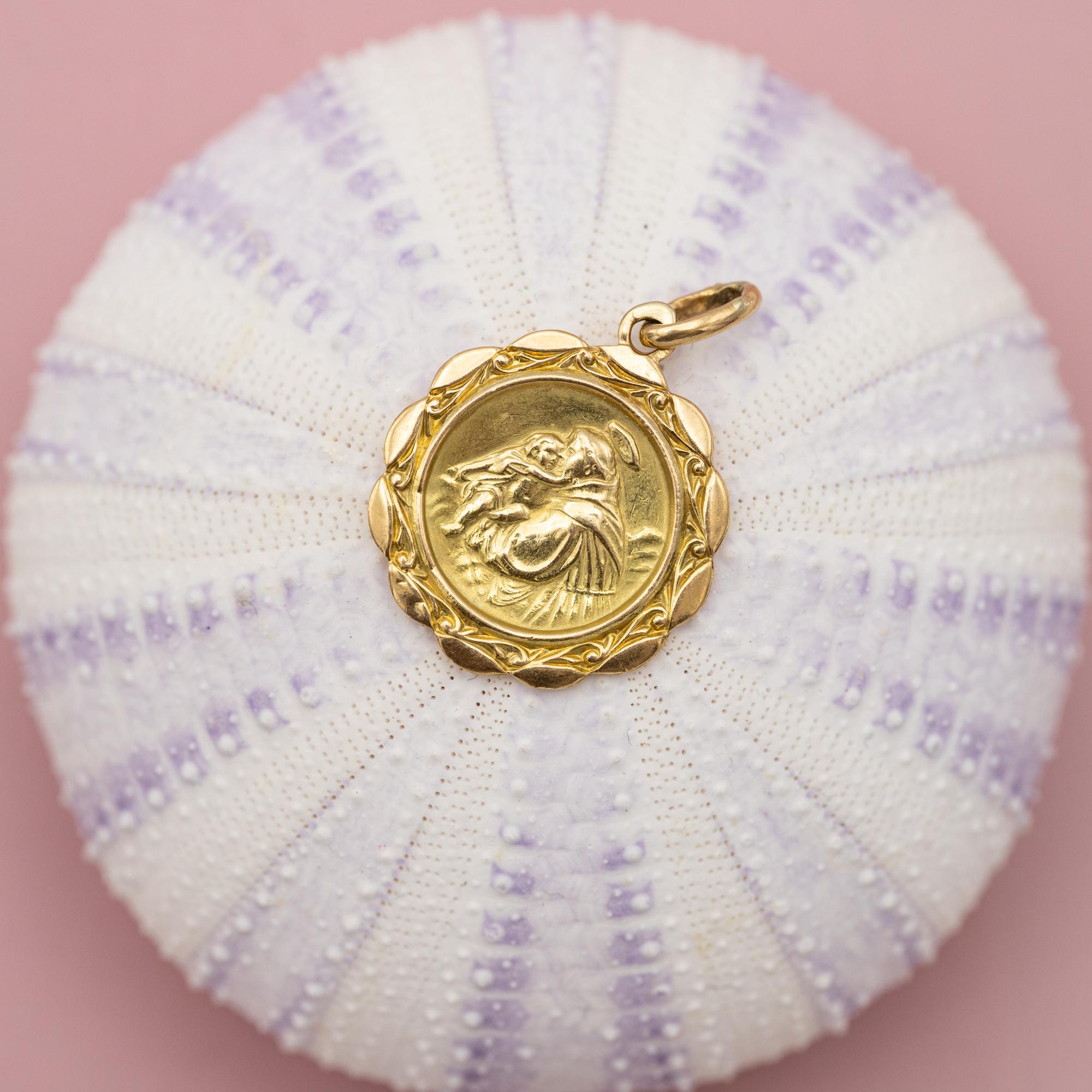 Women's or Men's 18k Staint Anthony - lost & found - solid yellow gold Saint pendant - Catholic