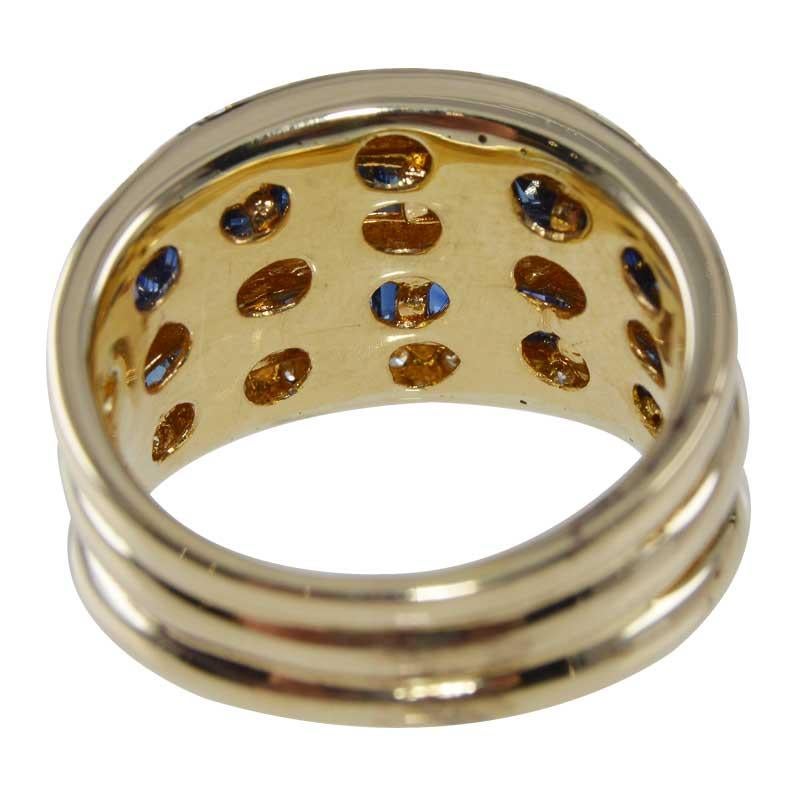 18k Stamped Yellow Gold Custom Made Lady's Diamond & Blue Sapphire Estate Ring 3