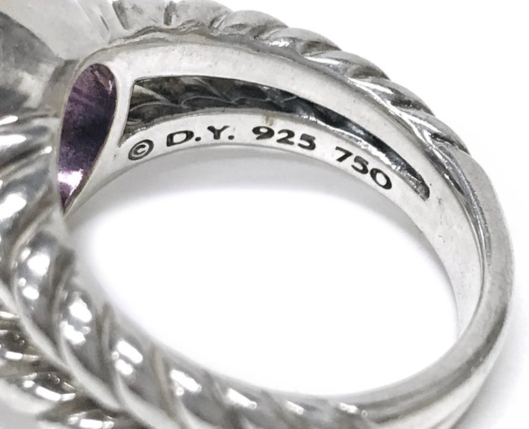 18K Sterling David Yurman Amethyst Ring In Good Condition For Sale In Palm Desert, CA