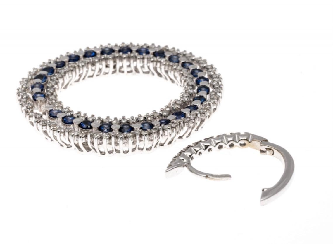 Women's 18k White Gold Versatile Sapphire and Diamond Pendant Earrings For Sale