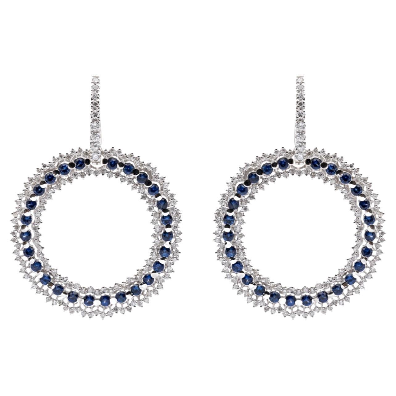 18k White Gold Versatile Sapphire and Diamond Pendant Earrings For Sale