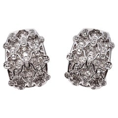 18k Boucles d'oreilles "J" en diamant Ultra Large, avec Overlay, App. 1.46 TCW