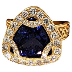18K Tanzanite 
6.48 Cts
 and Diamond 
35=1.00 Cts
 Ring
