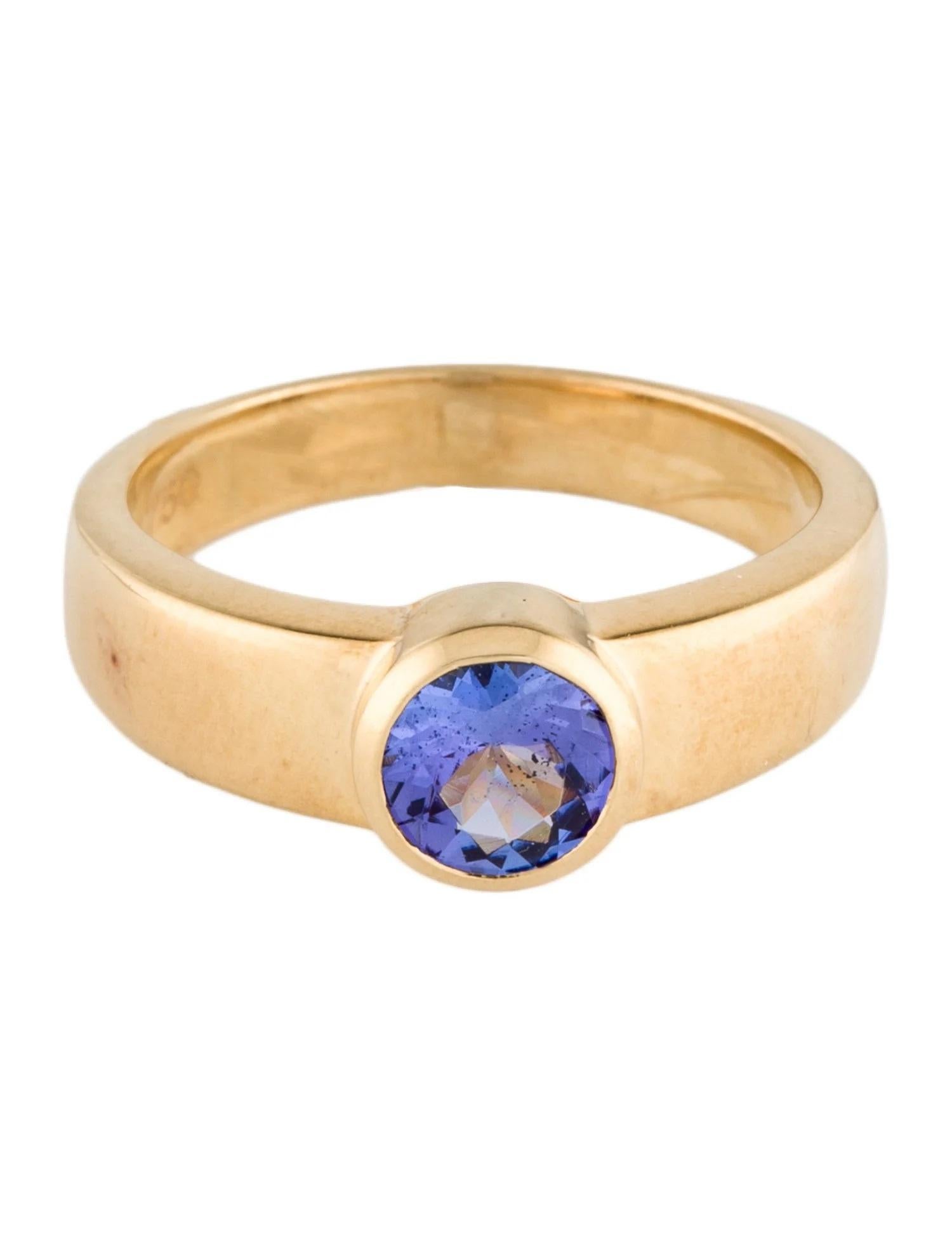 Artist 18K Tanzanite Band Size 7.5  Round Faceted Tanzanite  Yellow Gold GemstoneRing For Sale