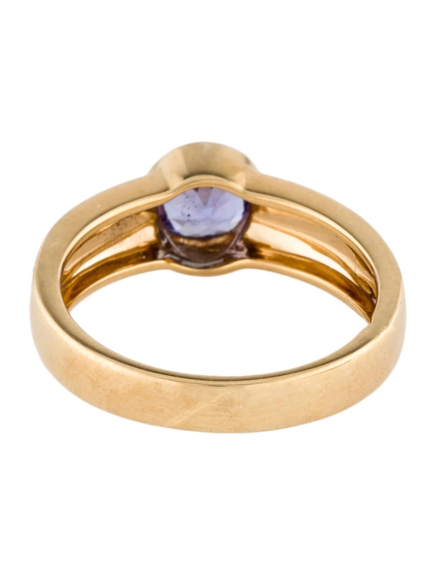 Round Cut 18K Tanzanite Band Size 7.5  Round Faceted Tanzanite  Yellow Gold GemstoneRing For Sale