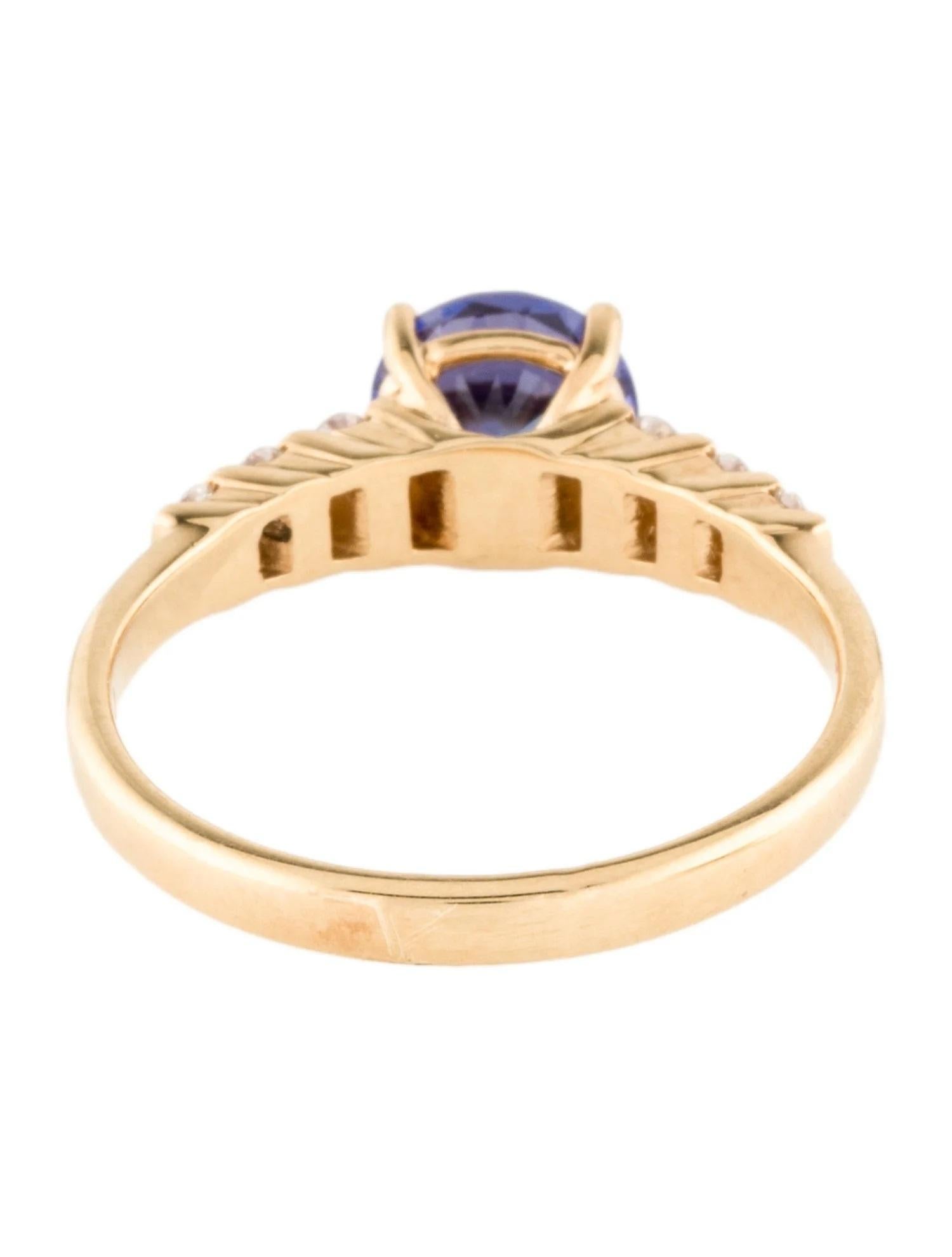 Round Cut 18K Tanzanite & Diamond Cocktail Ring  Round Faceted Tanzanite  Yellow Gold For Sale