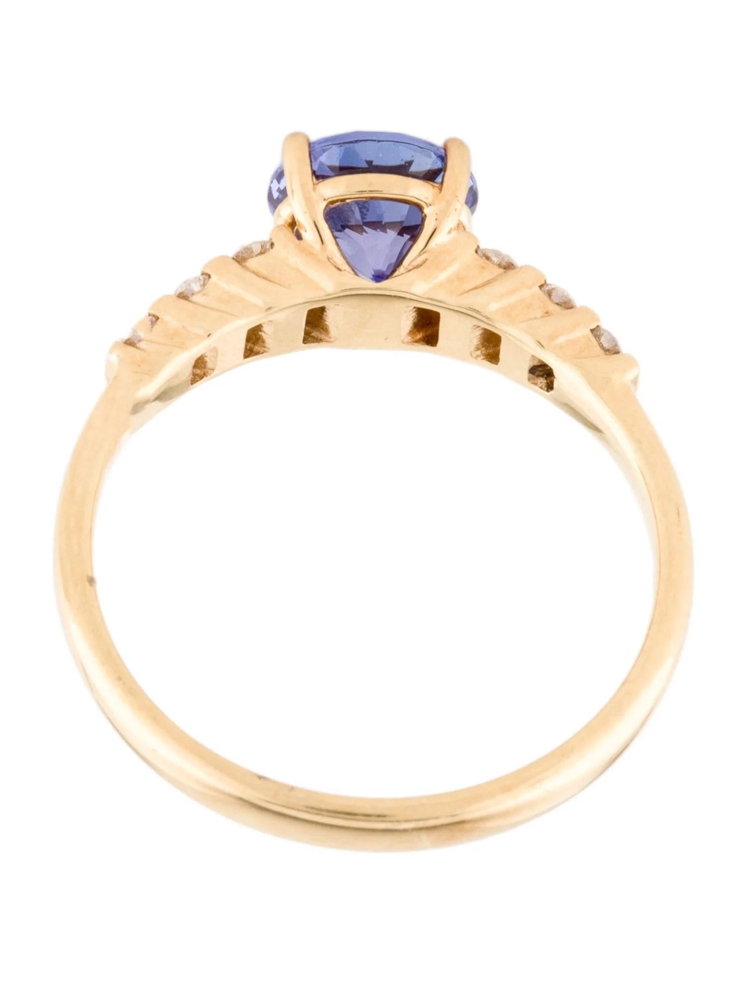 18K Tanzanite & Diamond Cocktail Ring  Round Faceted Tanzanite  Yellow Gold In New Condition For Sale In Holtsville, NY