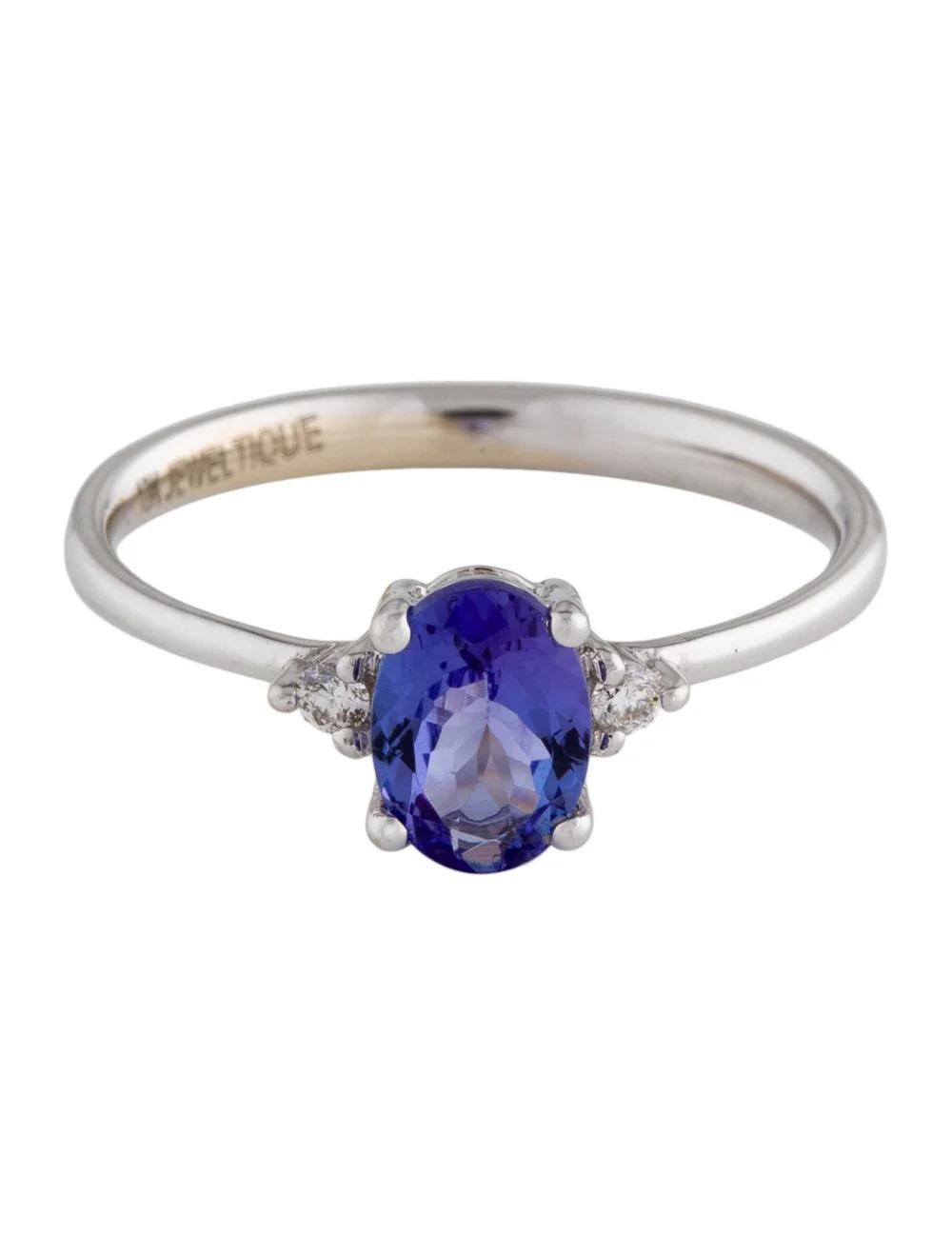 Oval Cut 18K Tanzanite & Diamond Cocktail Ring - Size 6.75 - Stunning Design, Timeless For Sale