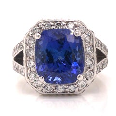 18K Tanzanite Diamond Halo Ring White Gold