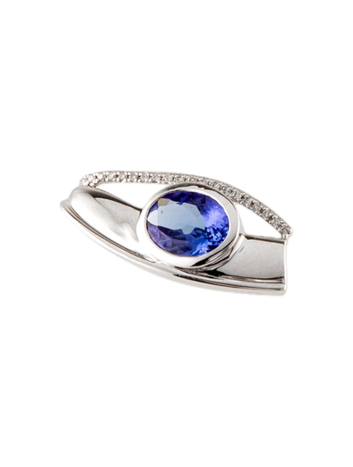 Elevate your jewelry collection with this exquisite pendant crafted from rhodium-plated 18K white gold, featuring a captivating 1.16 carat oval tanzanite surrounded by shimmering diamonds. With its elegant design and vibrant purple hue, this pendant