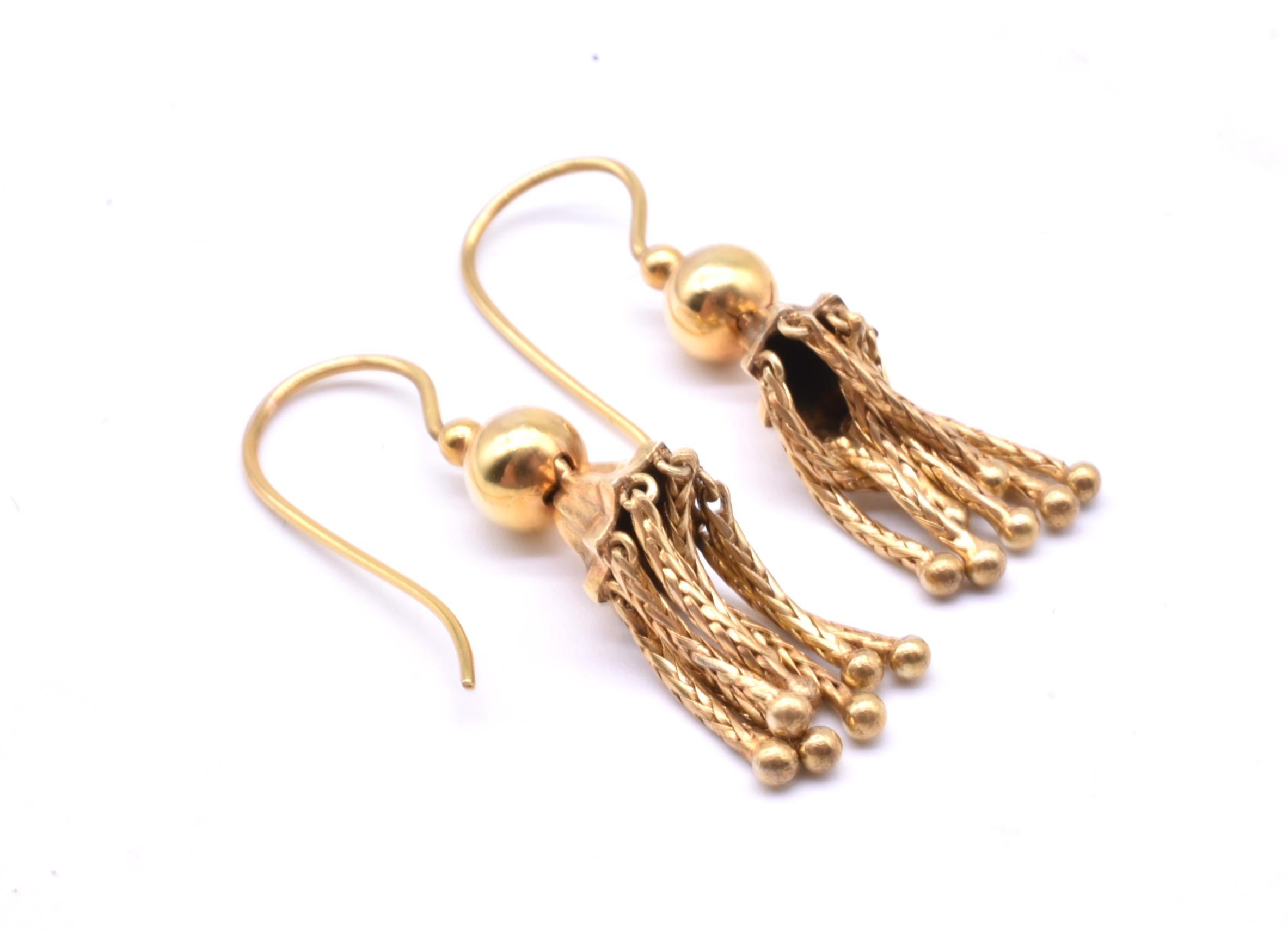 Victorian 18 Karat Gold Tassel Drop Earrings In Excellent Condition In Baltimore, MD