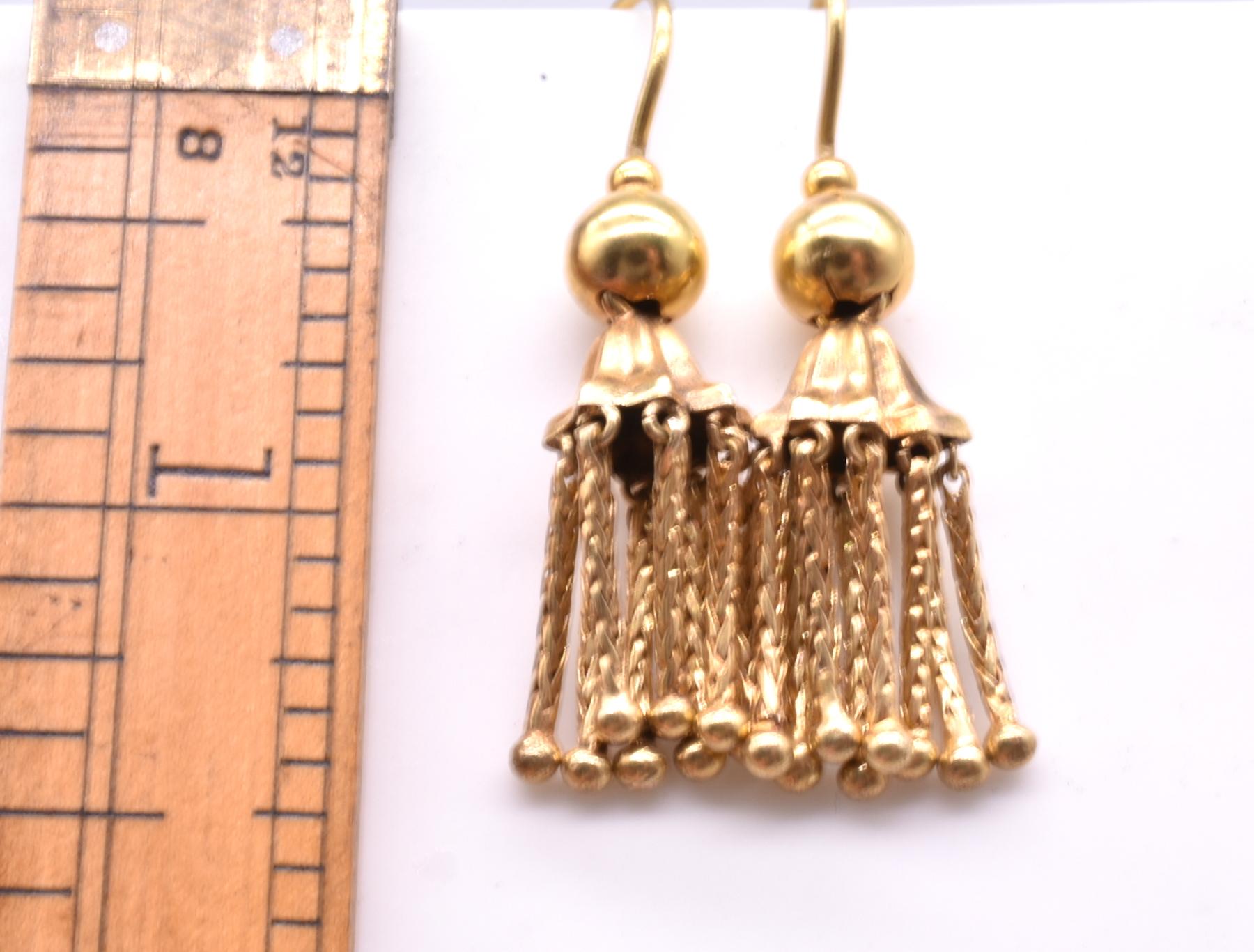 Victorian 18 Karat Gold Tassel Drop Earrings 1