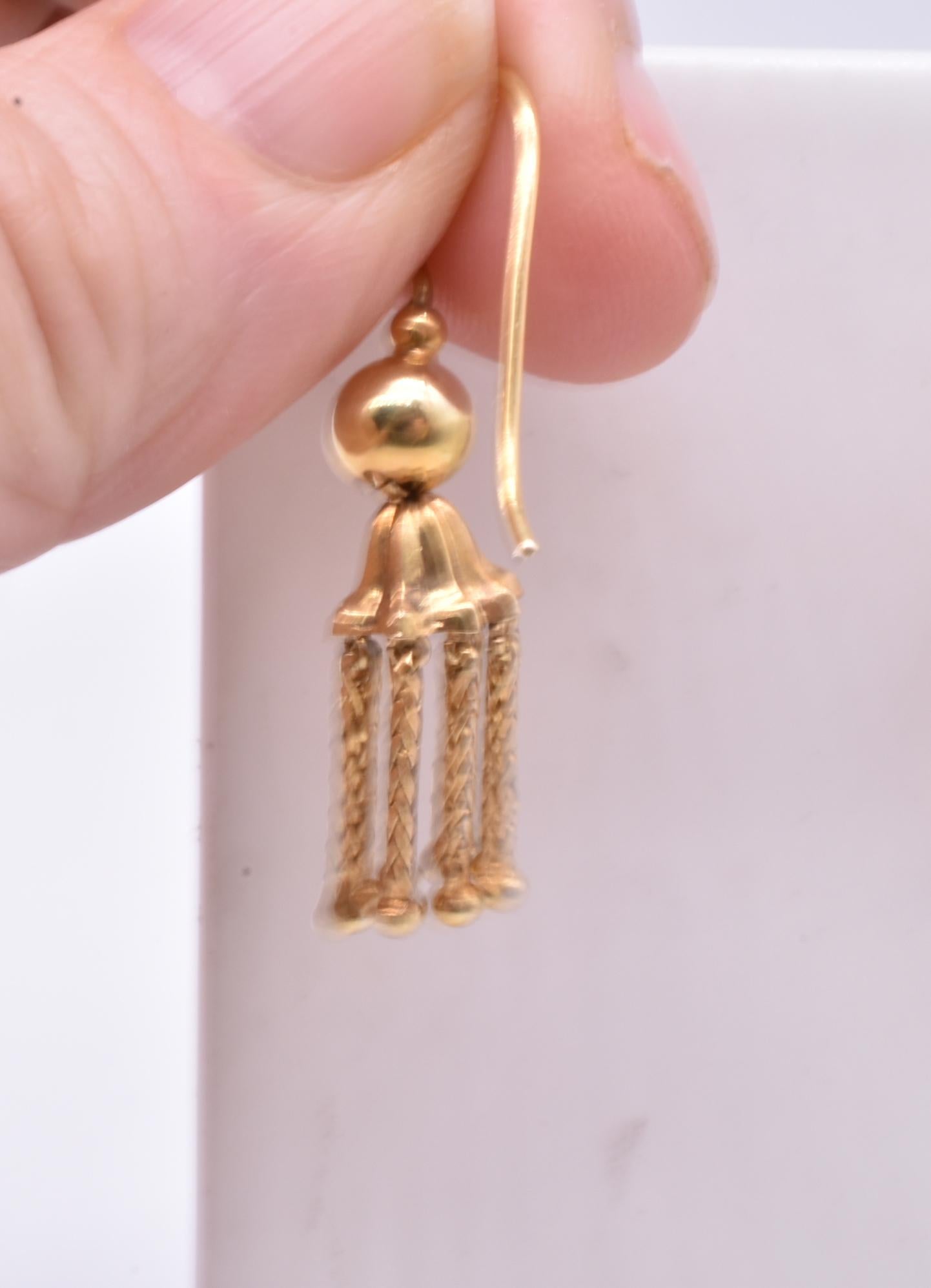 Women's Victorian 18 Karat Gold Tassel Drop Earrings