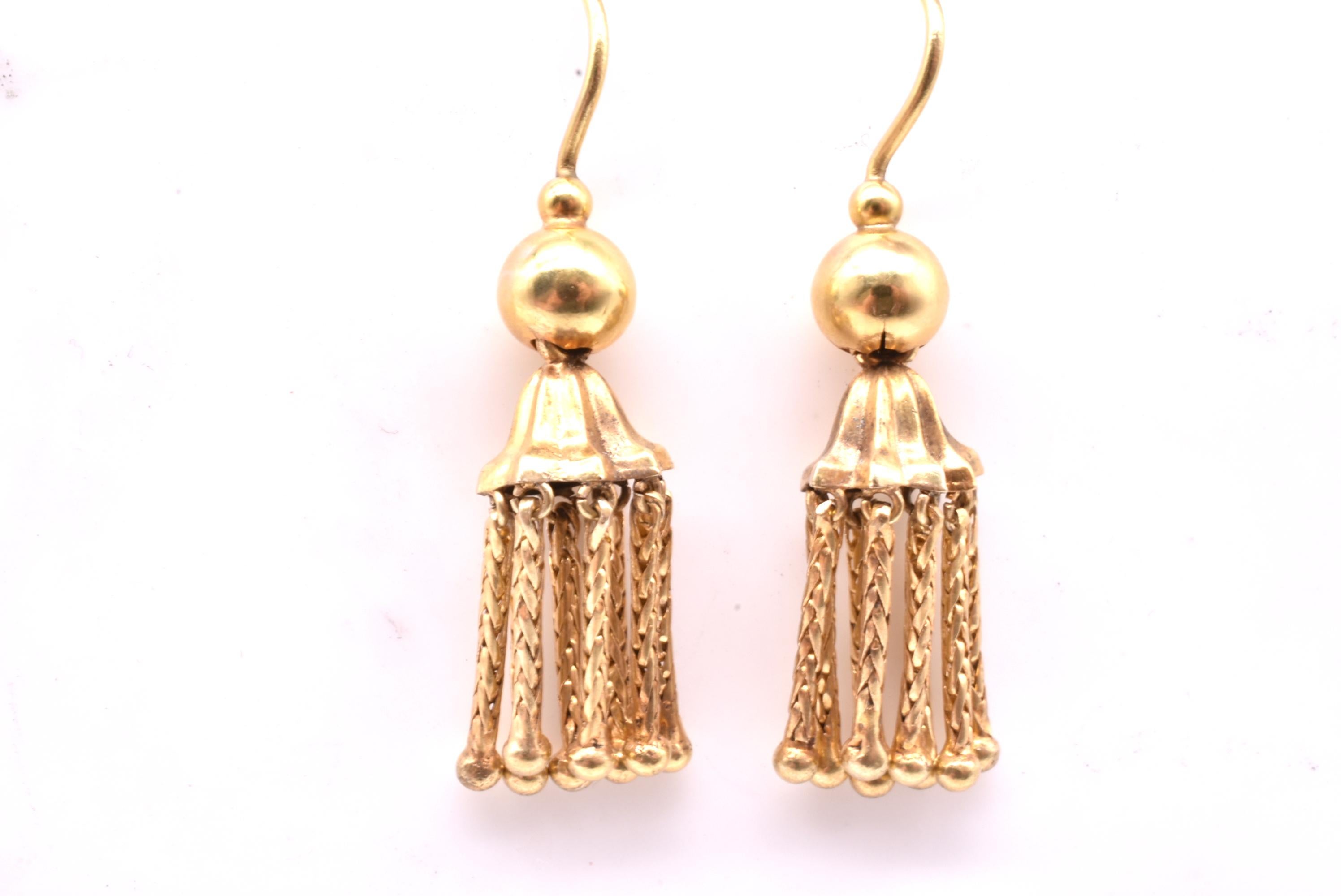 Victorian 18 Karat Gold Tassel Drop Earrings 3