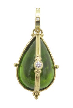 18 Karat Temple St Clair Peridot Pear-Shaped Amulet and Locket