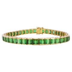 18K Tennis Bracelet Tourmaline Straight Line ~17.8ctw Yellow Gold 7" Length