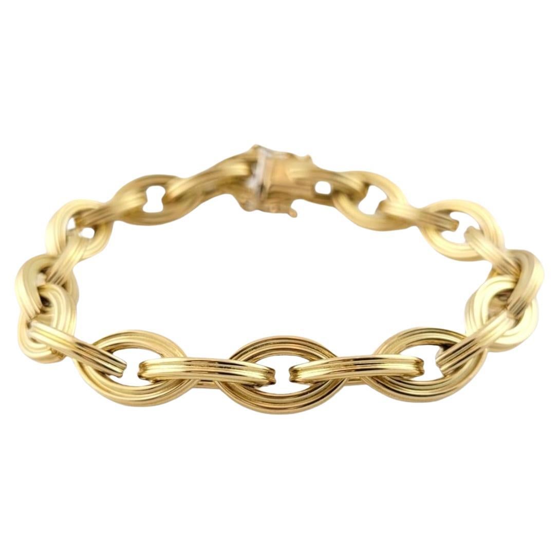 18K Textured Yellow Gold Link Bracelet #15866 For Sale