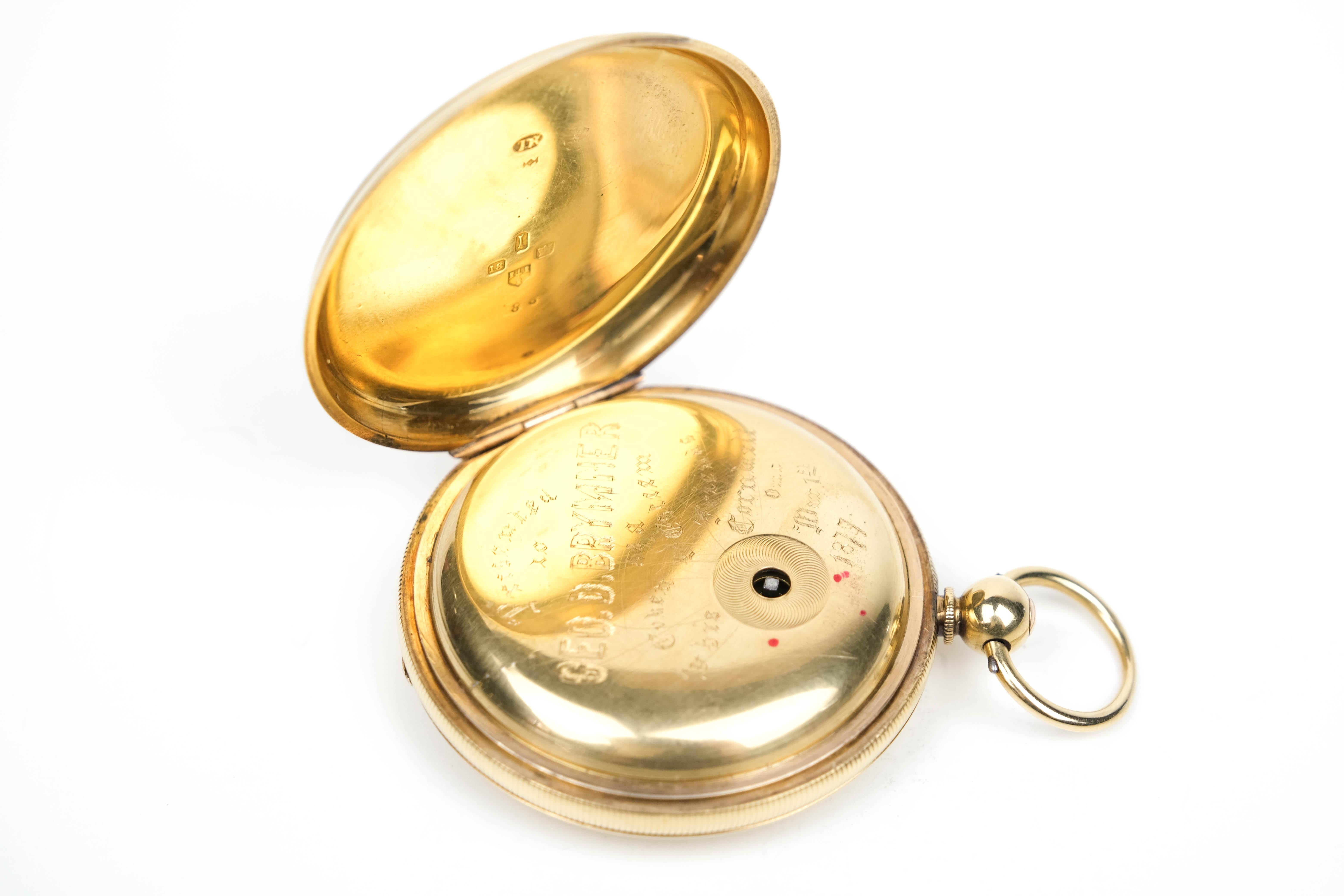 18 Karat Thos. Russel and Son Pocket Watch In Good Condition For Sale In Bradford, Ontario