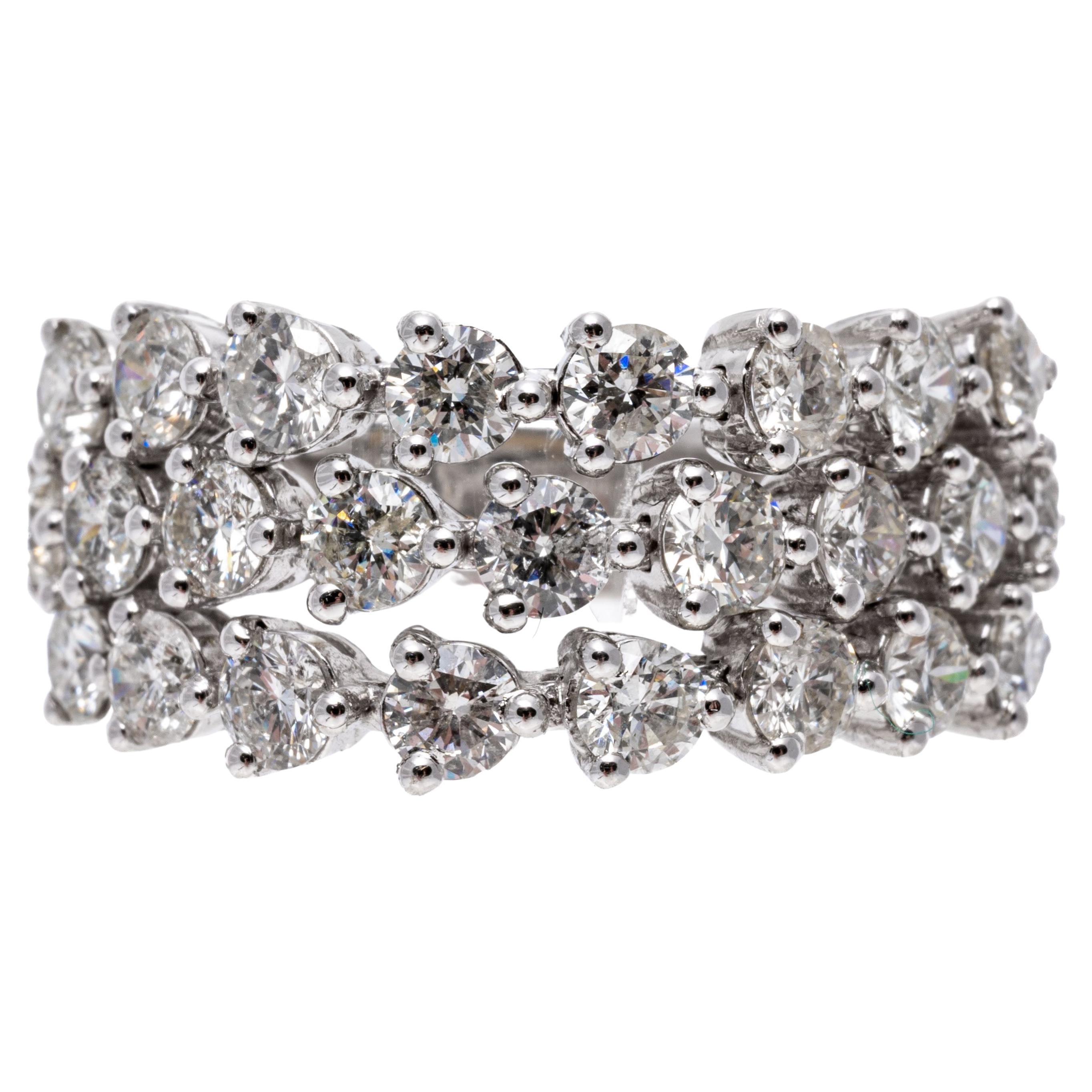 Bracelet en 18 carats avec trois rangées de diamants ronds et brillants, 2,55 TCW