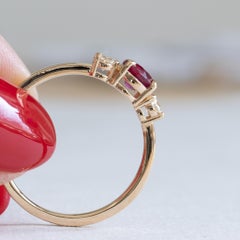 18K Three Stone Rudy Diamond Ring