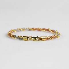 18K Three-Tone Gold Spiral Link Bracelet 9g