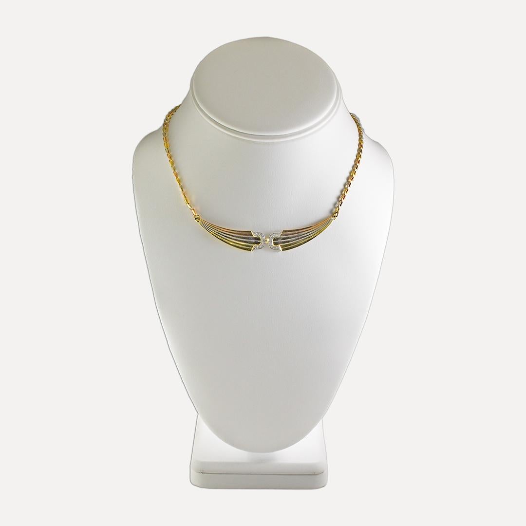 Women's or Men's 18K Three-Tone Gold Wing Diamond Necklace 0.30ct For Sale