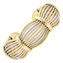 18 Karat dreifarbiges durchbrochenes Manschettenarmband