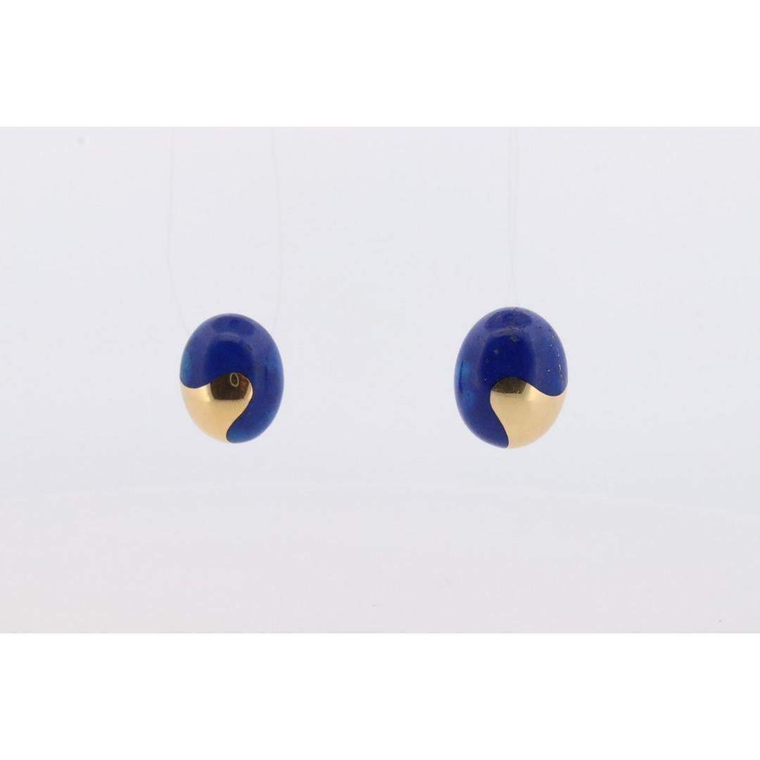 18k Tiffany and Co. Angela Cummings Earrings. 18k Yellow Gold Lapis Lazuli In Good Condition For Sale In Port Charlotte, FL