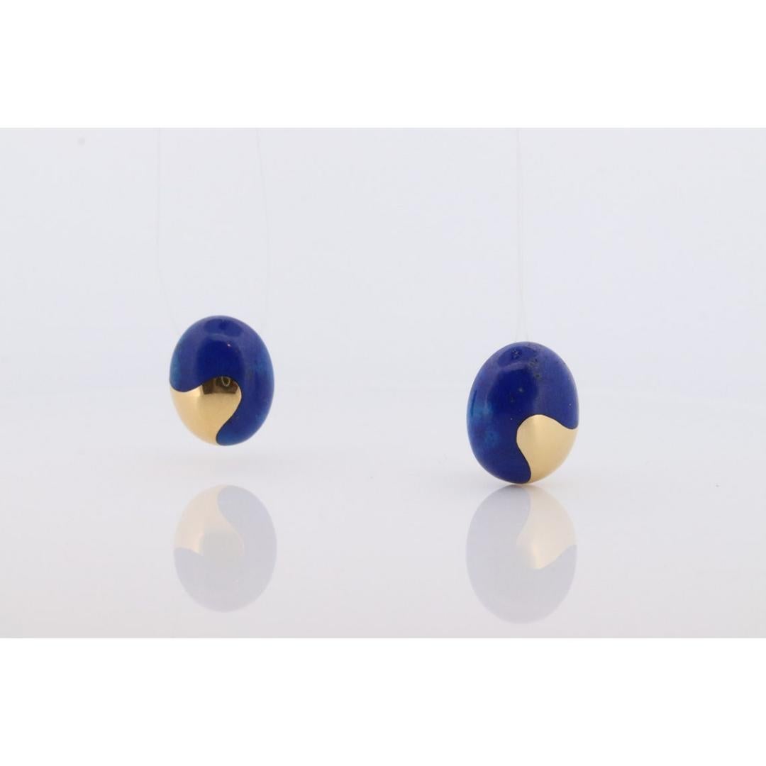 Women's or Men's 18k Tiffany and Co. Angela Cummings Earrings. 18k Yellow Gold Lapis Lazuli For Sale