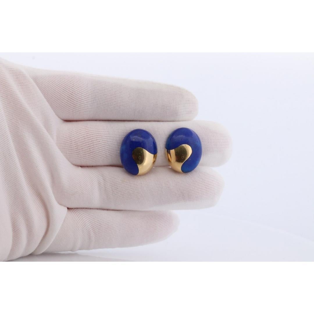 18k Tiffany and Co. Angela Cummings Earrings. 18k Yellow Gold Lapis Lazuli For Sale 3