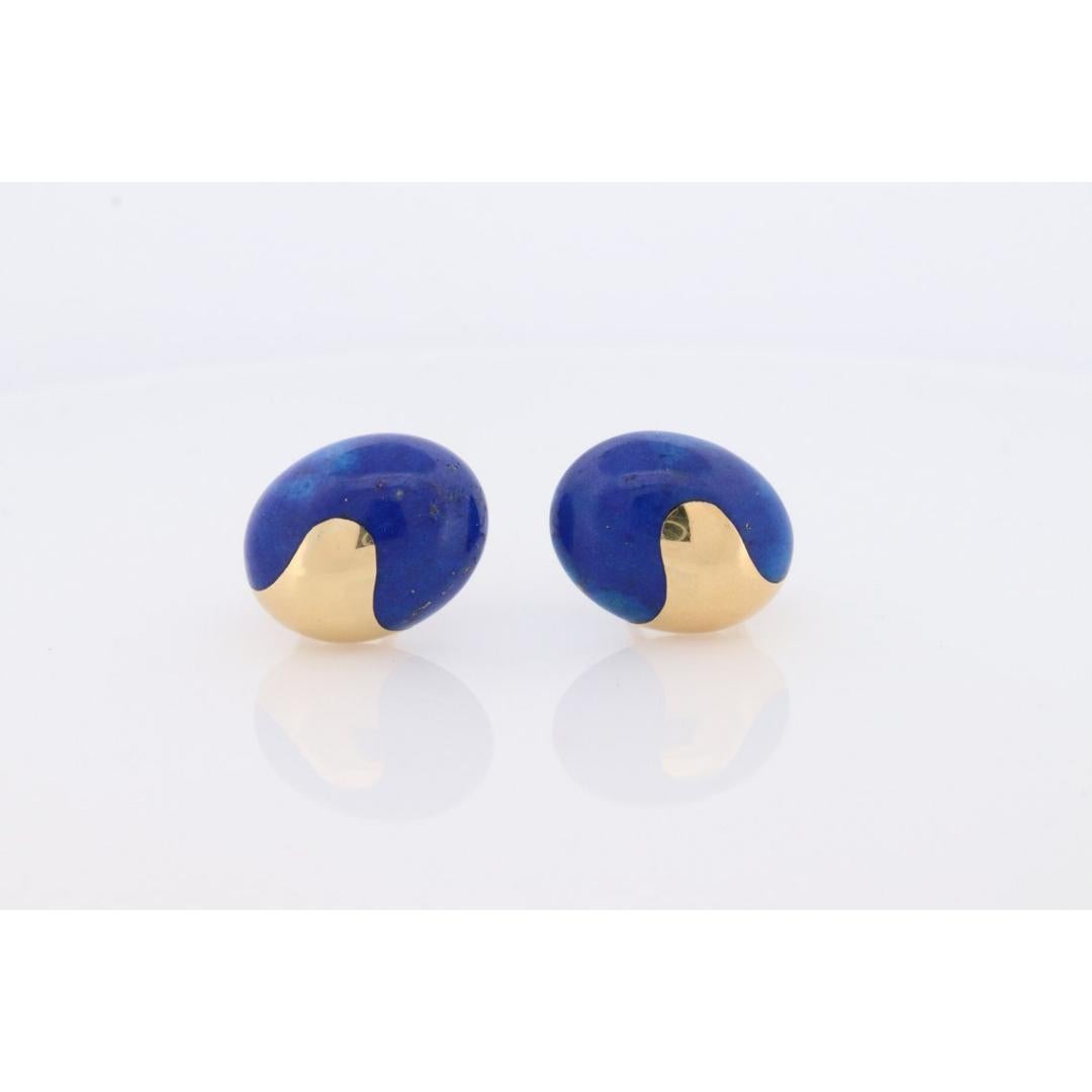 18k Tiffany and Co. Angela Cummings Earrings. 18k Yellow Gold Lapis Lazuli For Sale 4