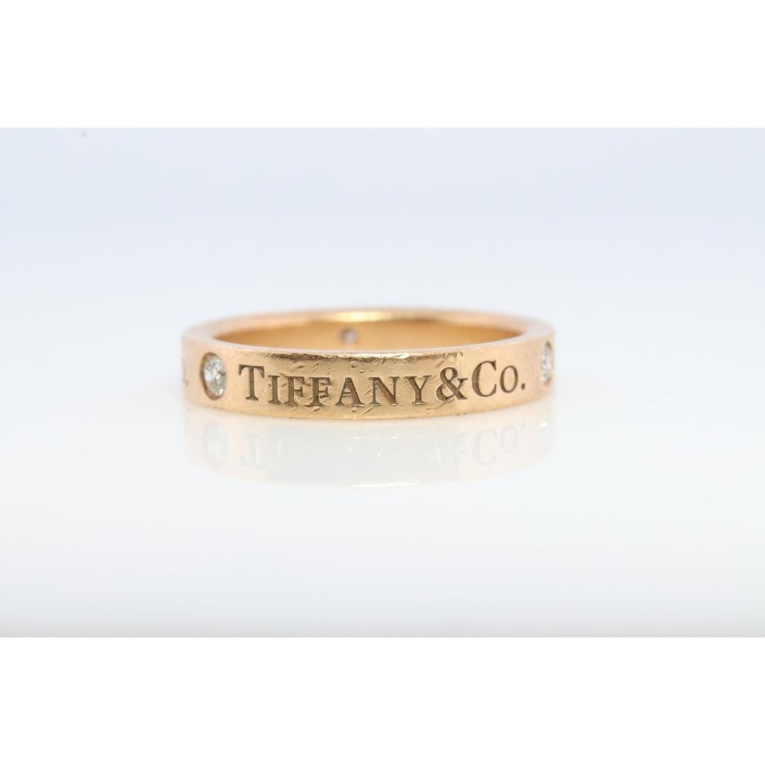 18k Tiffany and Co. band. 18k Tiffany Company Diamond wedding band. For Sale 3