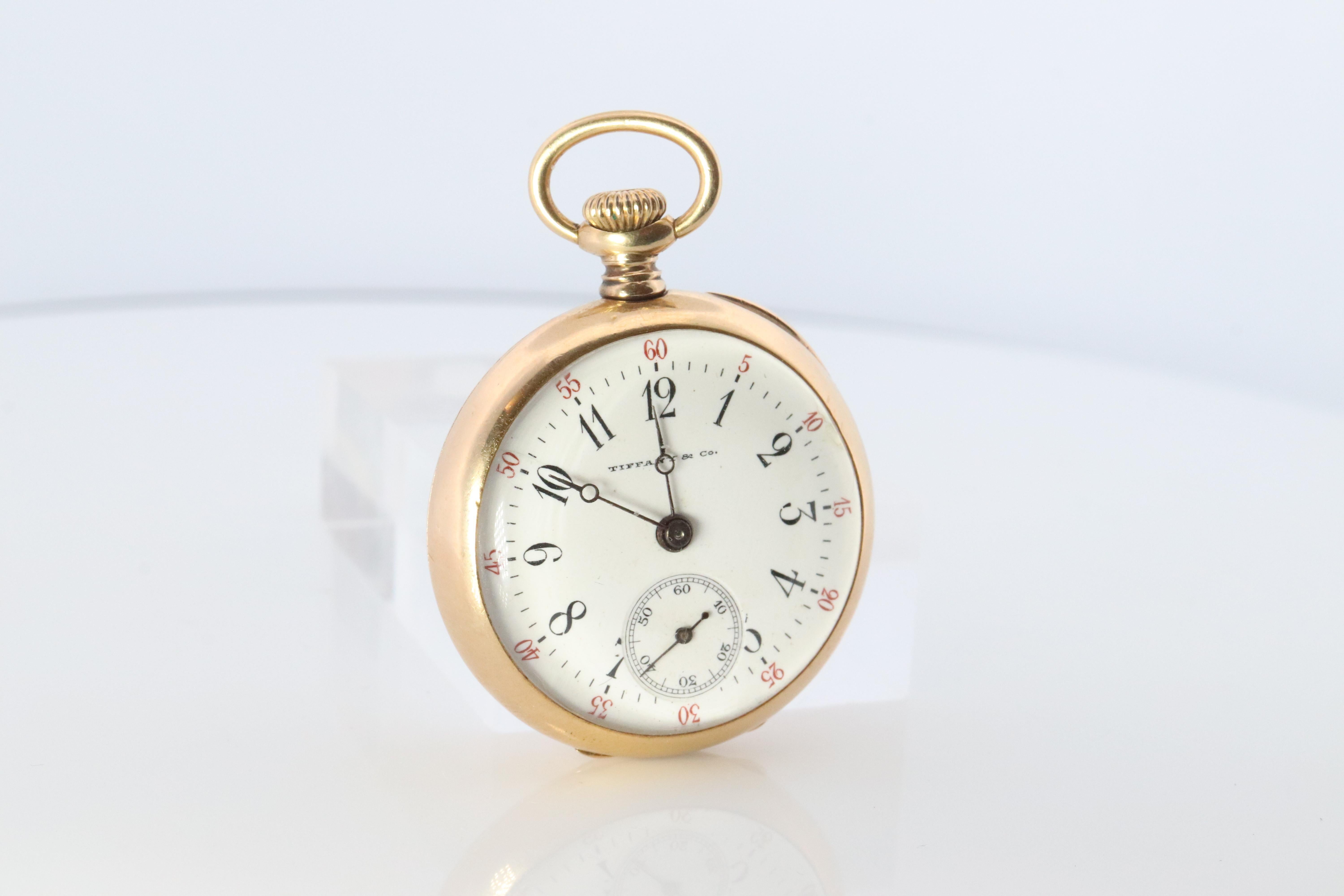 Orologio da tasca Tiffany & Co. 18k. Antico orologio meccanico Tiffany 18k YG. 30 mm In condizioni buone in vendita a Port Charlotte, FL