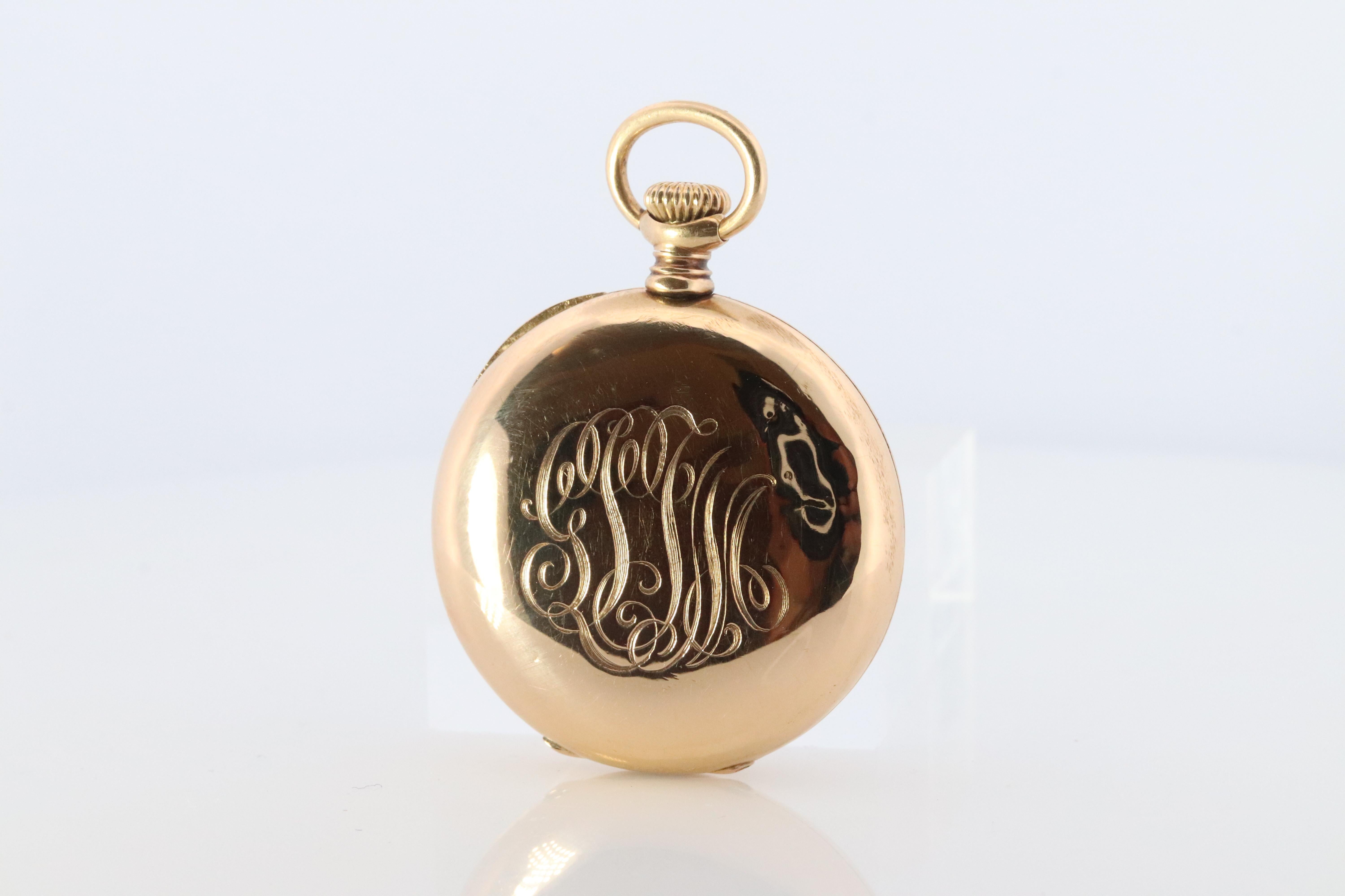 Orologio da tasca Tiffany & Co. 18k. Antico orologio meccanico Tiffany 18k YG. 30 mm in vendita 1