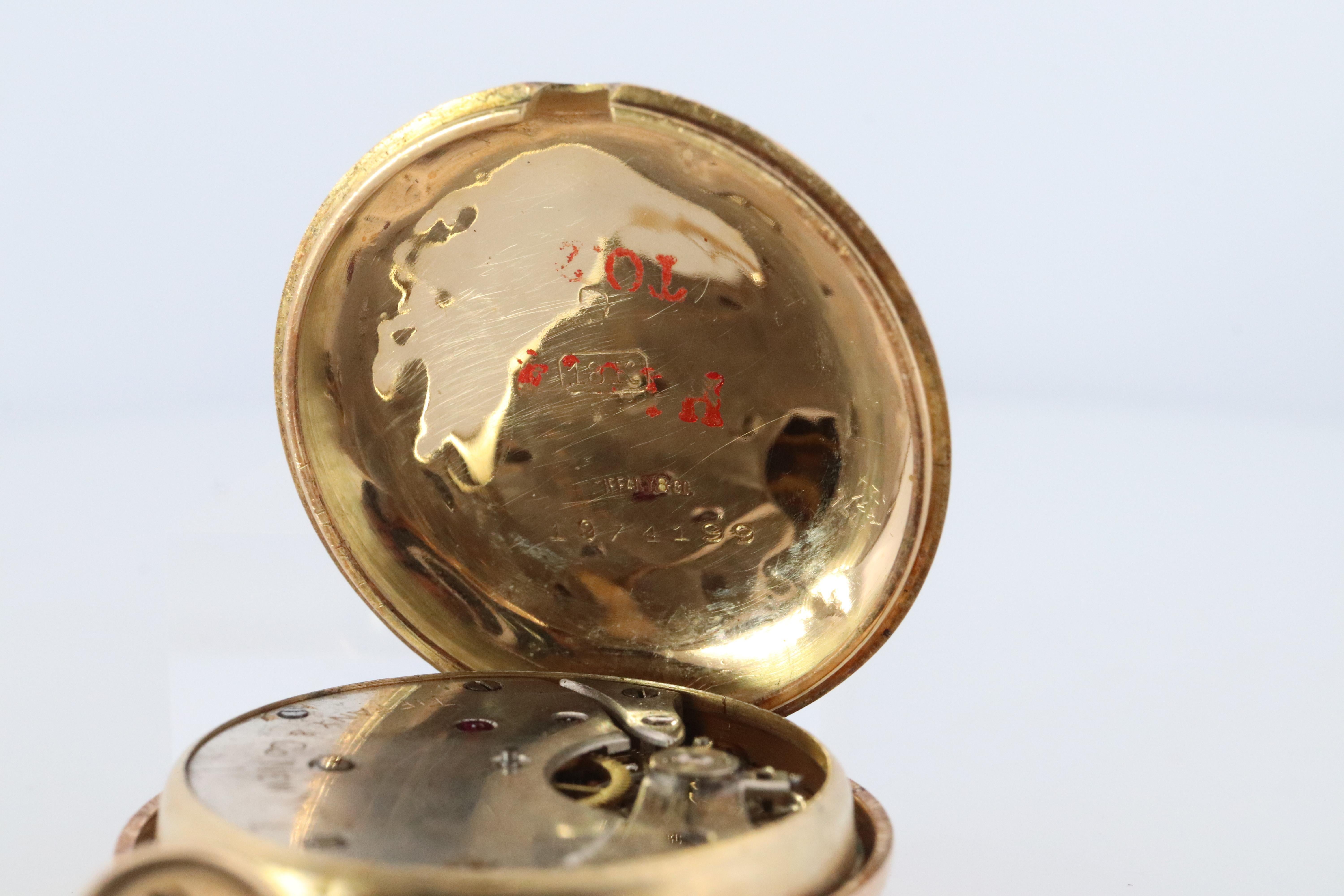 Orologio da tasca Tiffany & Co. 18k. Antico orologio meccanico Tiffany 18k YG. 30 mm in vendita 4