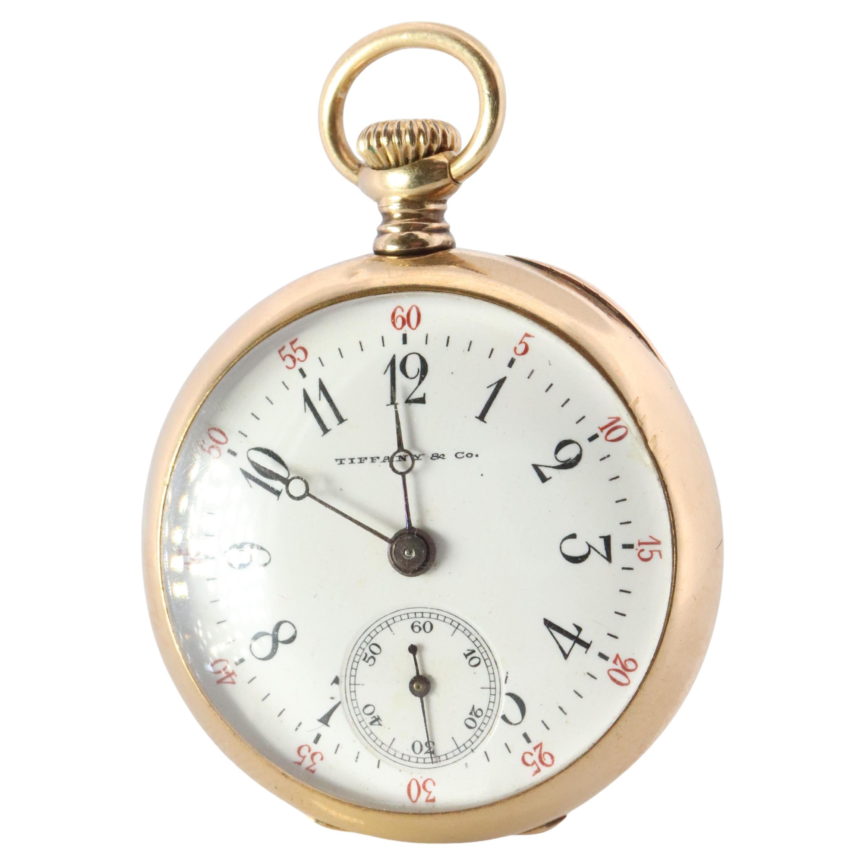 Orologio da tasca Tiffany & Co. 18k. Antico orologio meccanico Tiffany 18k YG. 30 mm in vendita