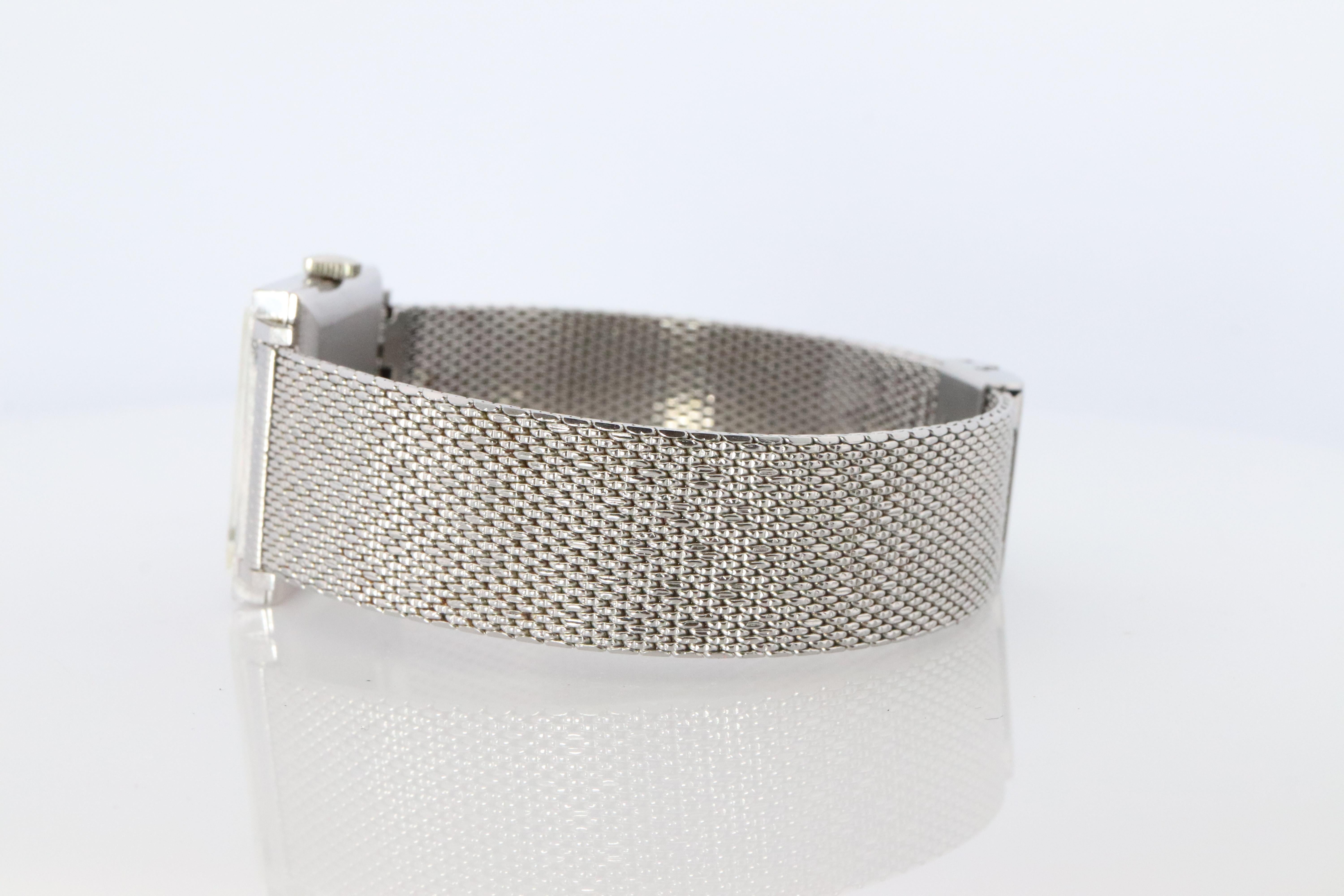 18k Tiffany & Co. Uhr. Tiffany Herren Kleid Weißgold Armbanduhr (Rundschliff) im Angebot