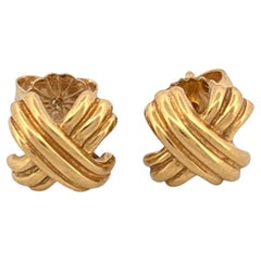 Tiffany & Co. 18k Yellow Gold X Knot Stud Earrings, Late 20th Century