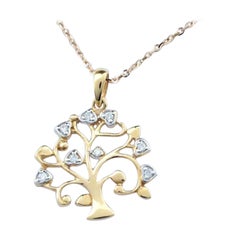 18k Gold Tree of Life Pendant Necklace Diamond Spiritual Delicate Necklace 