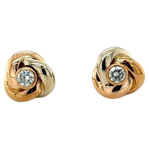 Pendientes Nudo Cartier Diamante Oro Tricolor 18k en venta